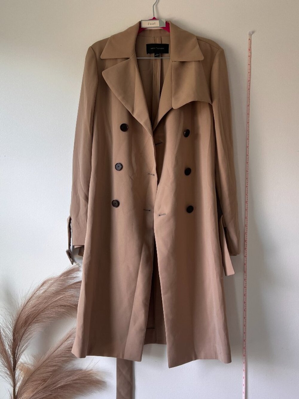 Ann Taylor Camel Double-Breasted Belted Trench Coat Size 6 | NEVER WORN